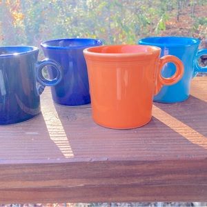 Set of 4 Fiestaware mugs - Tangerine, peacock, cobalt blue, twilight